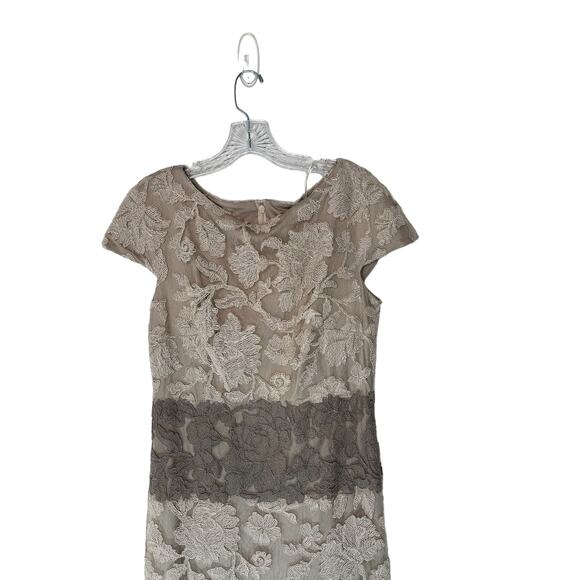 Tadashi Shoji Dress Ivory Latte Pumice Lace Tulle Nomi Formal Evening Size 12 - Picture 6 of 14